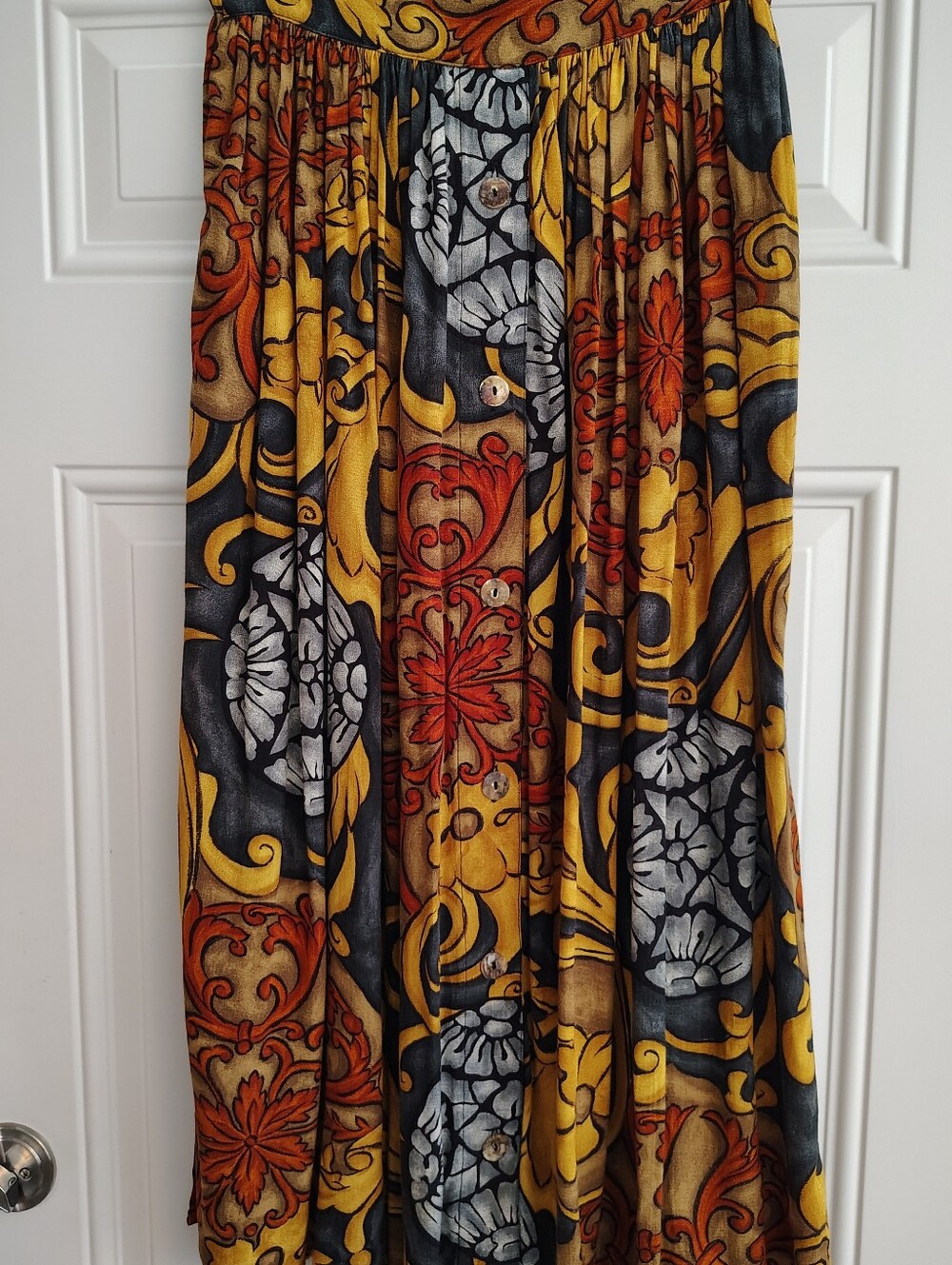 Vintage 1990s Carole Little Baroque Mixed Print Maxi Skirt Size 6